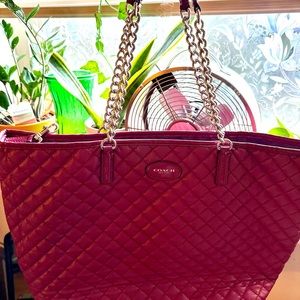 Coach Burgundy Chained Tote Bag